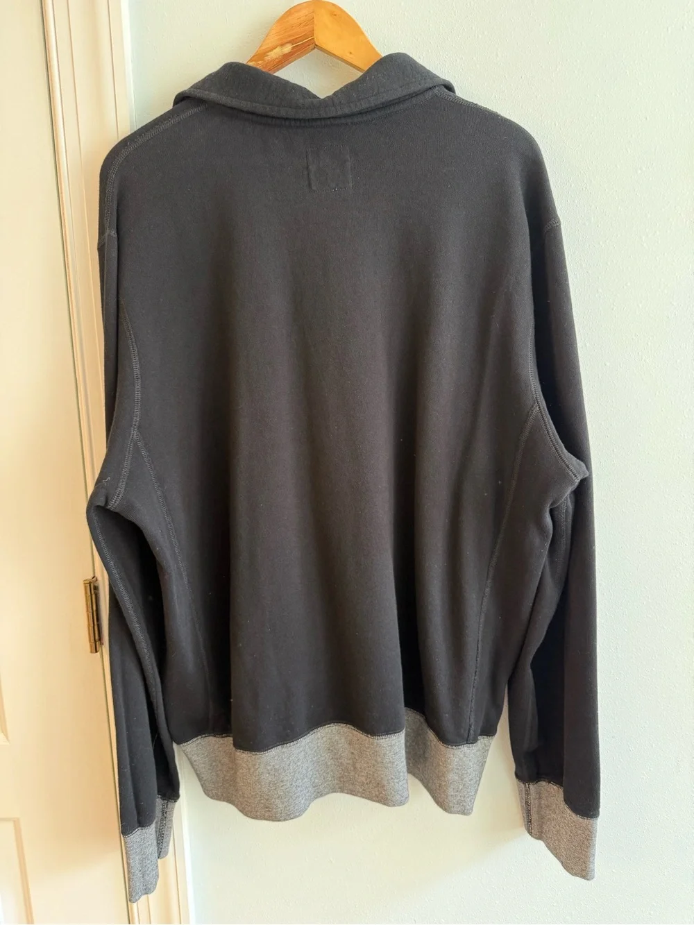 Todd Snyder X Champion Men’s Black Quarter-Zip Sweatshirt with Gray Trim - Picture 3 of 3
